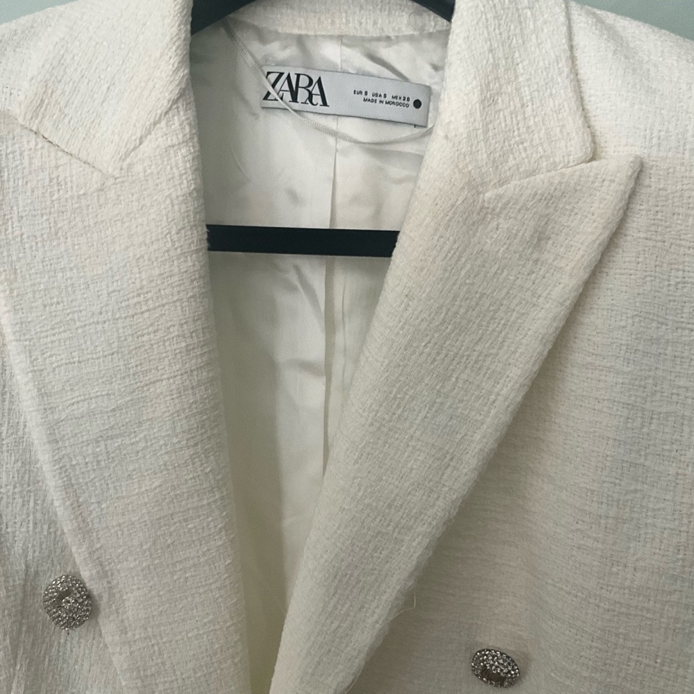 Zara Off-White Textured Jacket - Picture 4 of 4